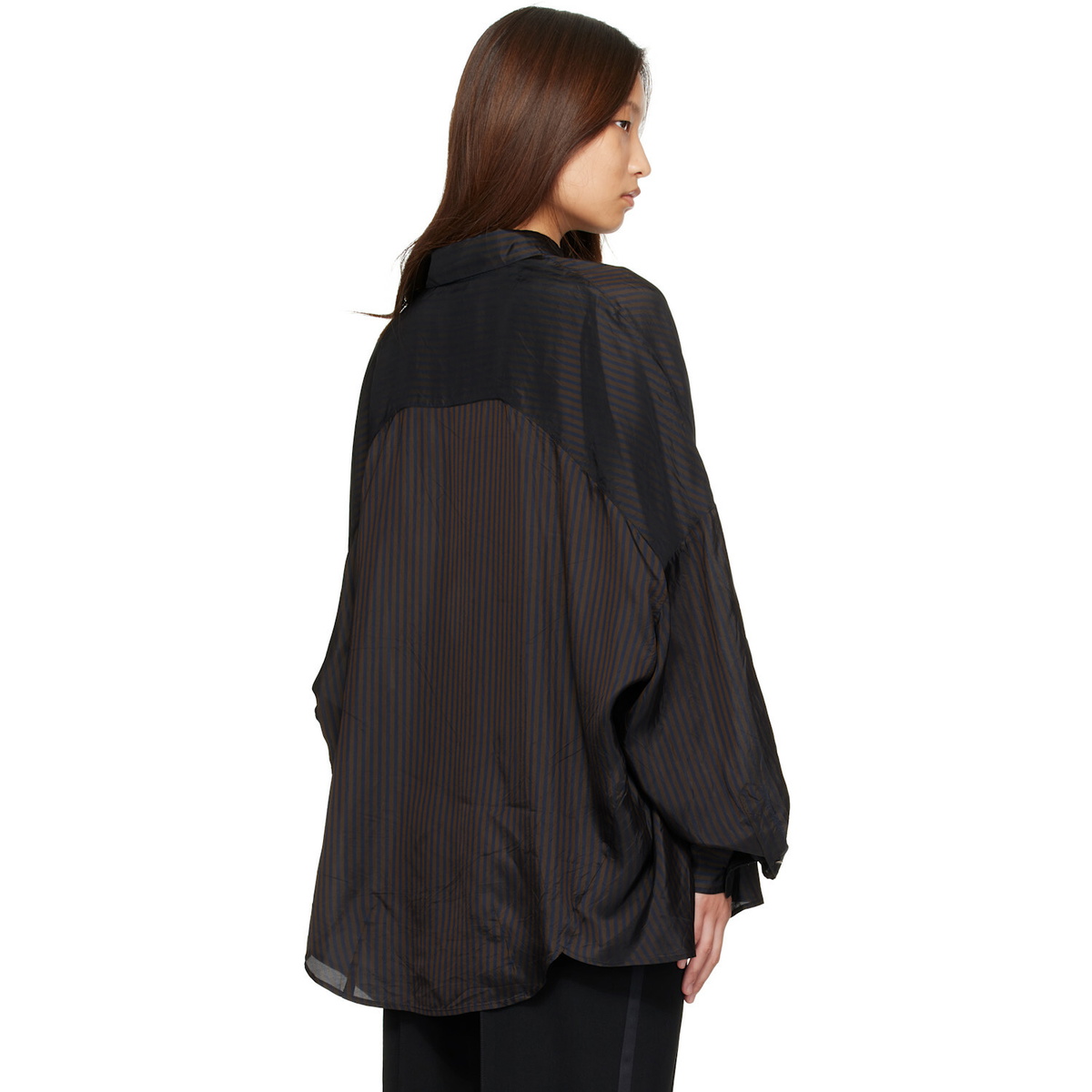 Dries Van Noten Brown Cupro Cocoon Shirt