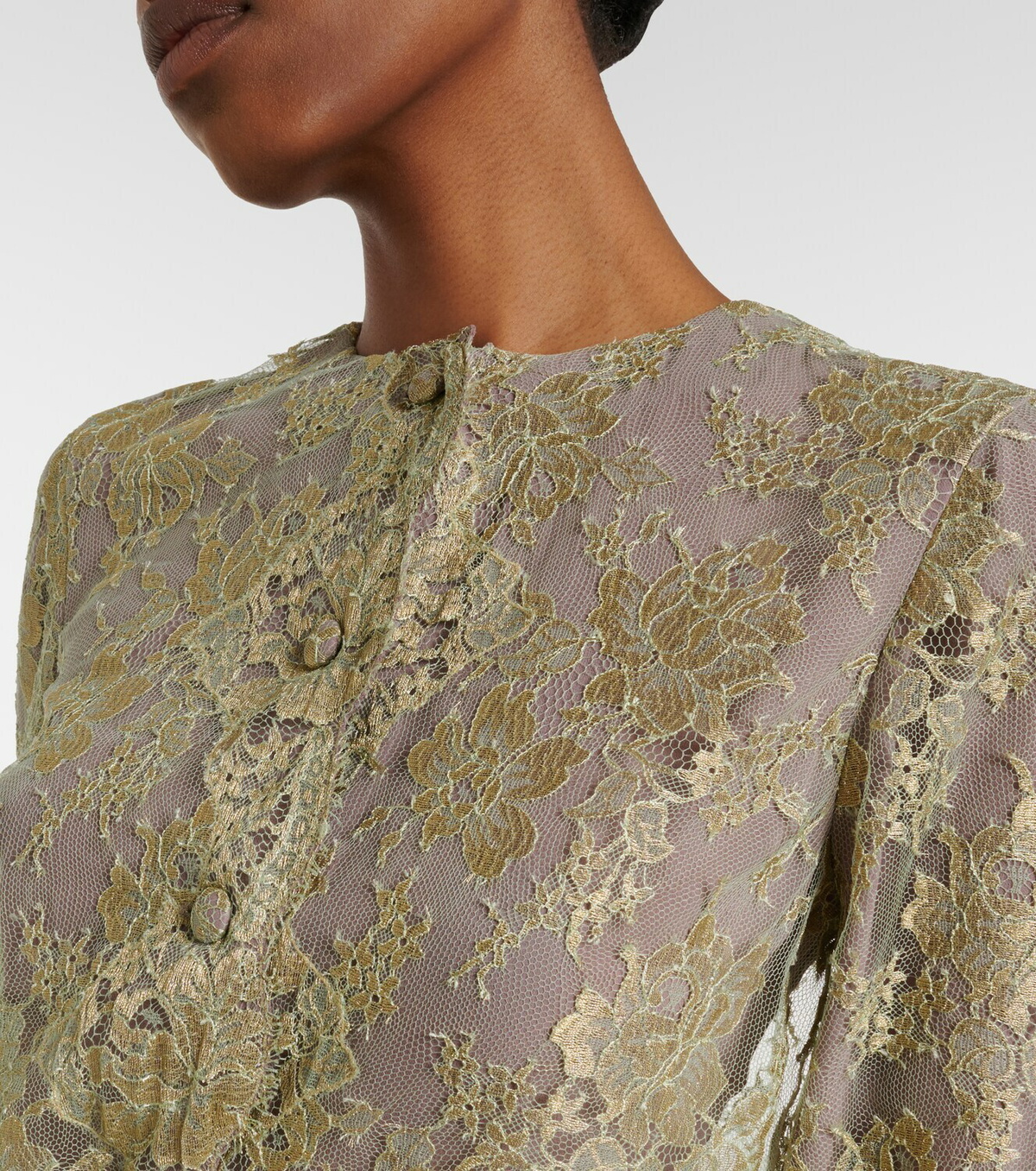 Saint Laurent Silk-trimmed lace minidress