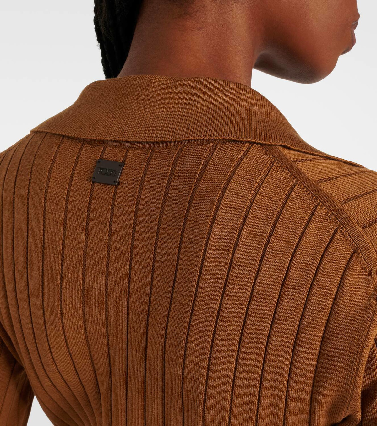 Tod's Ribbed-knit silk and cotton midi dress