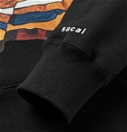 Sacai - Printed Loopback Cotton-Jersey Hoodie - Black