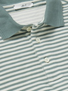 Mr P. - Striped Organic Cotton Polo Shirt - Gray