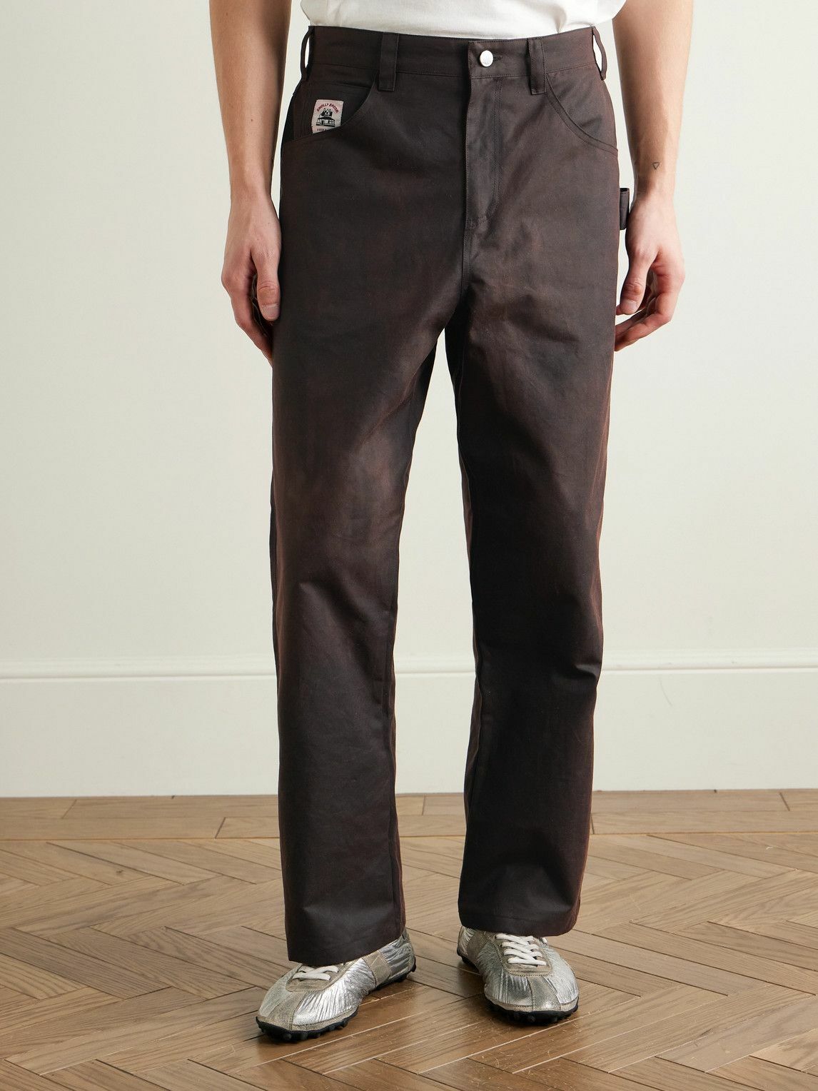 BODE - Knolly Brook Straight-Leg Waxed-Cotton Trousers - Brown