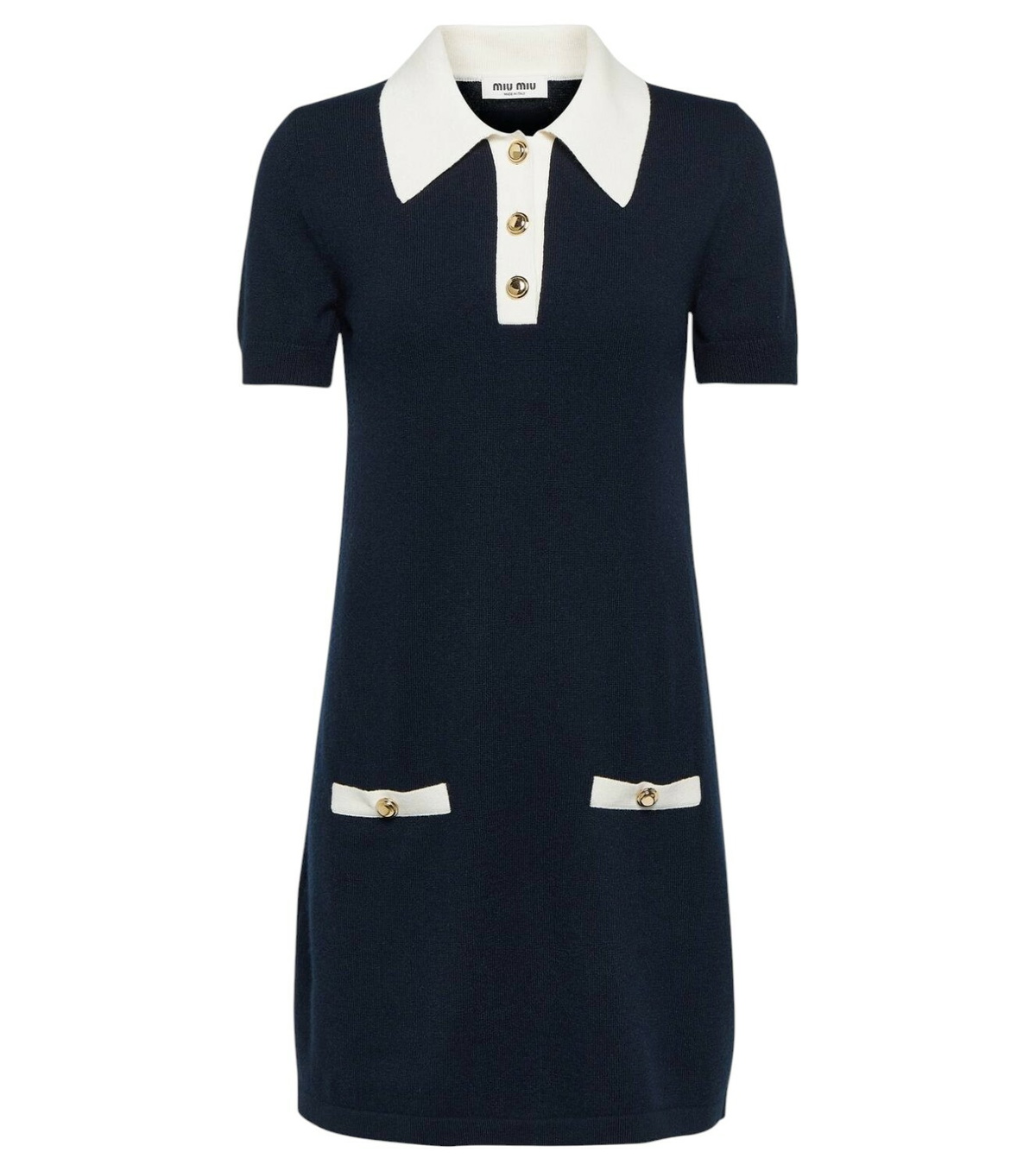 【関税無・国内発】 MIU MIU / Polo Mini Dress / ワンピース Miu Miu: Women's Mini Polo Dress (White) | DSMNY E-SHOP