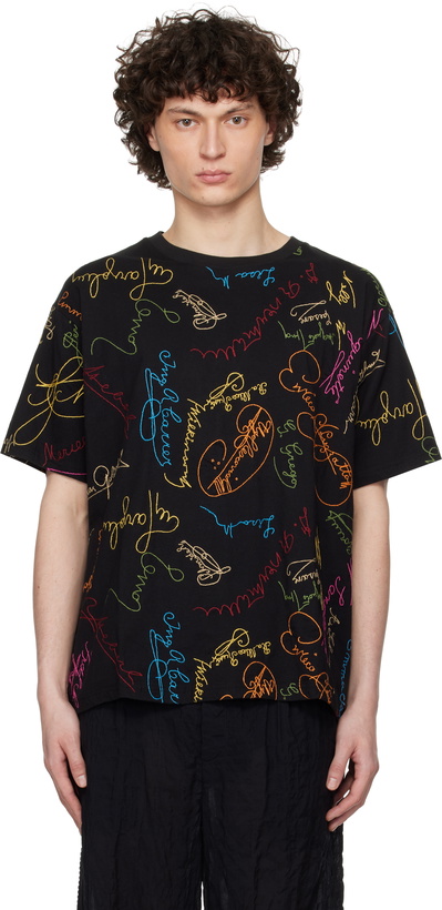 Photo: Bode Black Signature Scrawl Boxy T-shirt