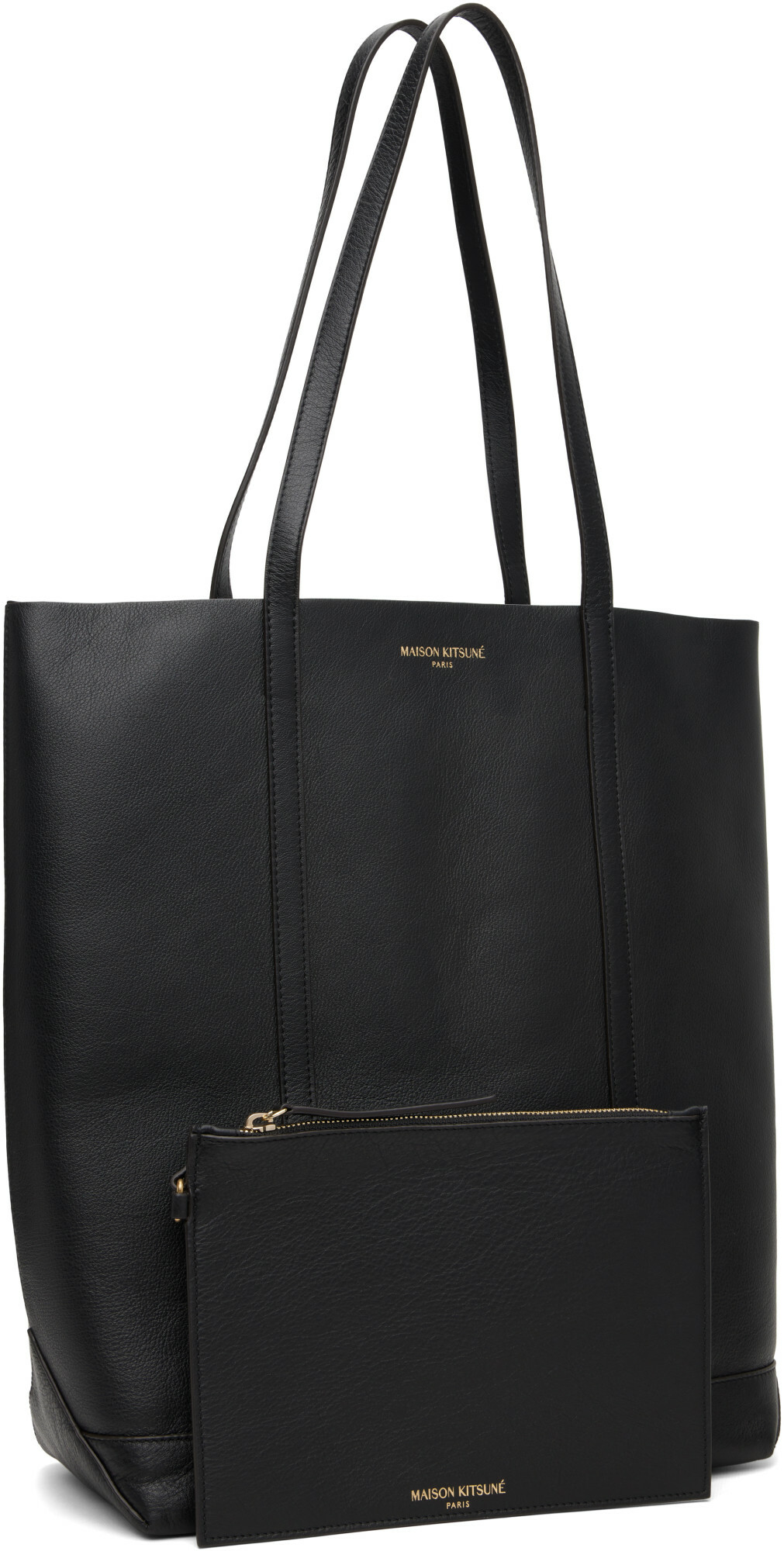 Maison Kitsuné Black 'Maison Kitsuné Paris' Leather Tote