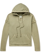 Greg Lauren - Distressed Cotton-Jersey Hoodie - Green