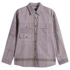 Story mfg. Men's Hand Block Printed Harvest Shirt in Crispy Purple Gingham