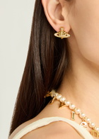 Vivienne Westwood New Diamante Heart Stud Earrings - Gold - One Size