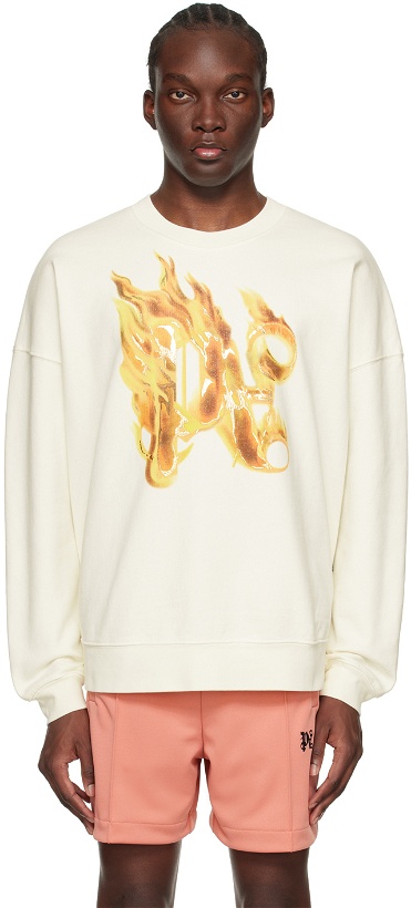 Photo: Palm Angels Off-White Burning Monogram Sweatshirt