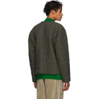 Issey Miyake Men Khaki Quilted Jacquard Shirt Jacket