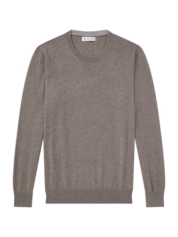 Photo: Brunello Cucinelli - Slim-Fit Cashmere Sweater - Brown