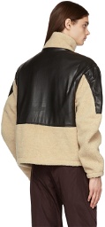 GmbH Beige Fleece & Faux-Leather Jacket