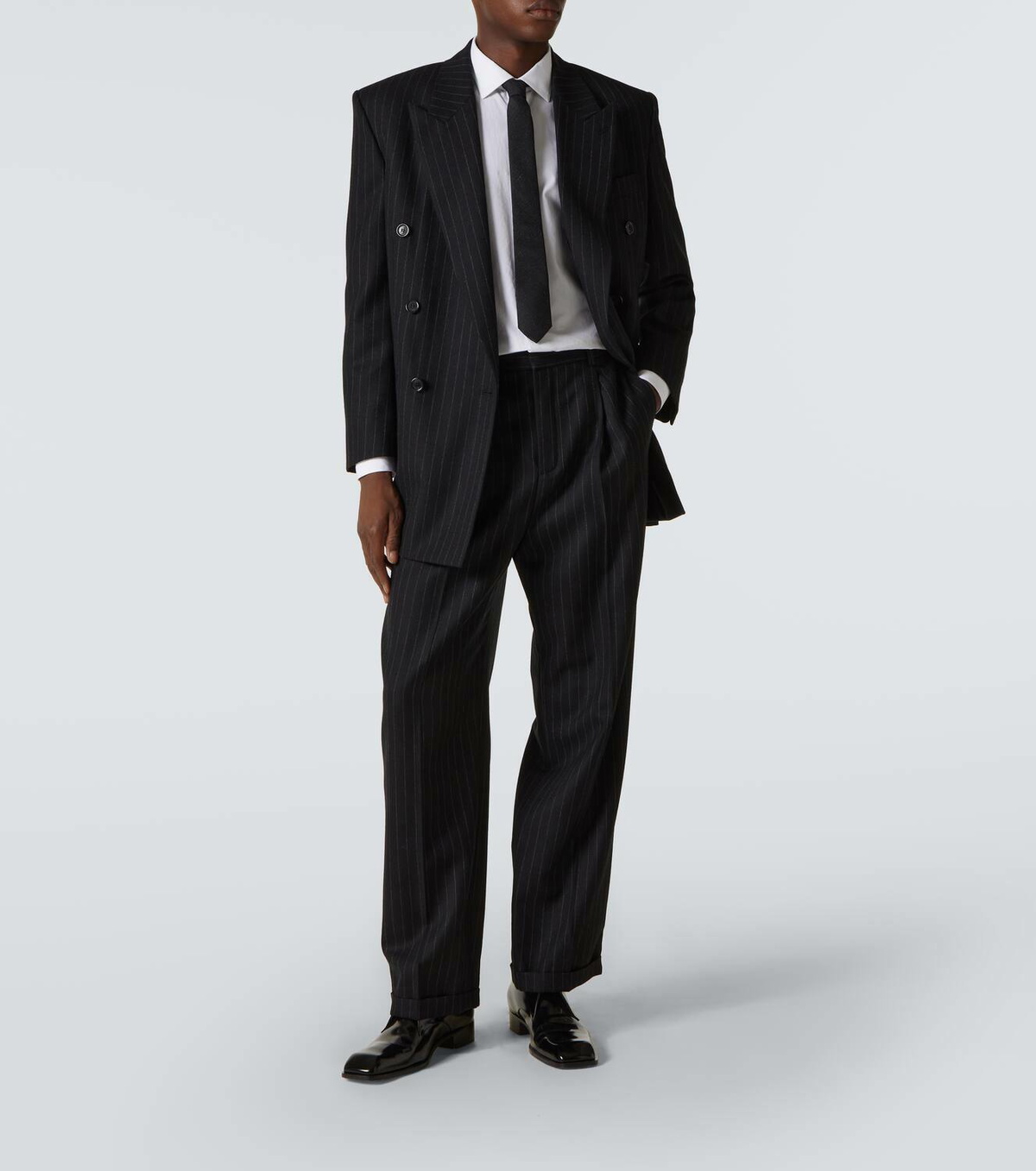 Saint Laurent Pinstripe cotton-blend wide-leg pants