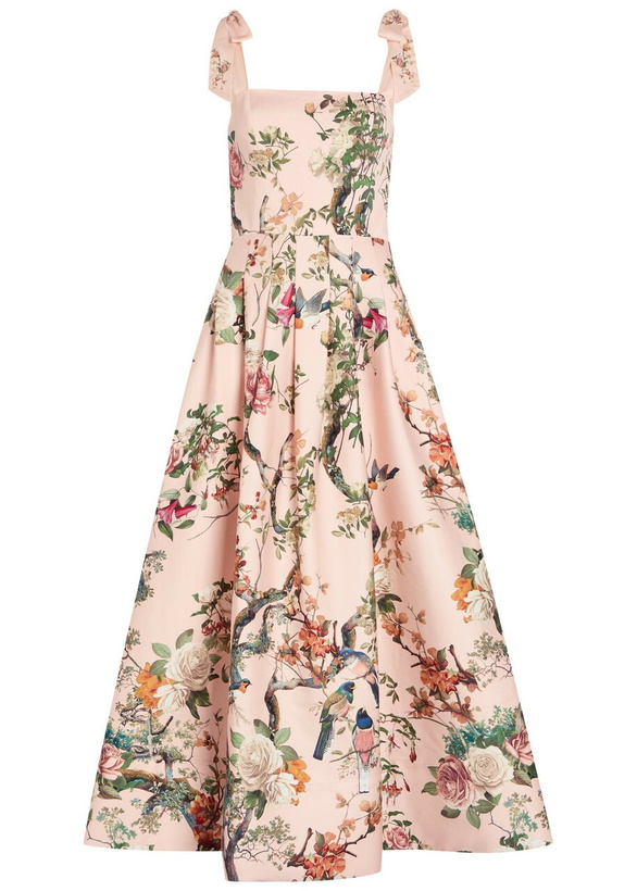 Photo: Alice + Olivia Hana Floral-print Stretch Cotton-sateen Midi Dress Pink