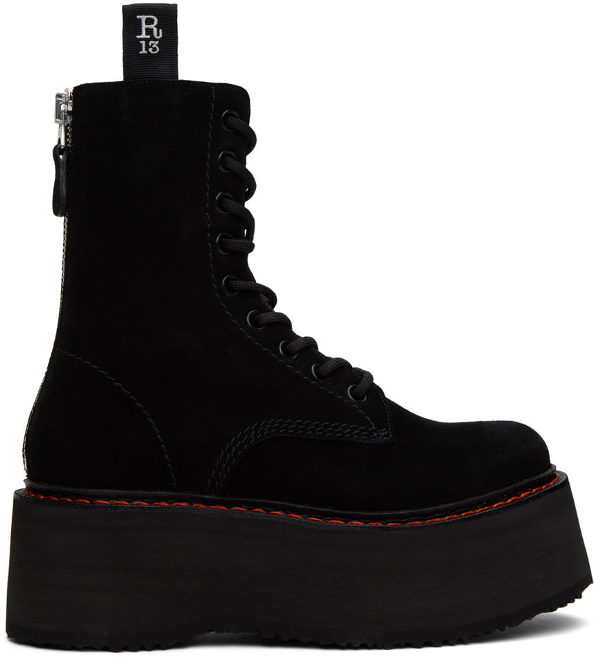 R13 Black Double Stack Boots R13