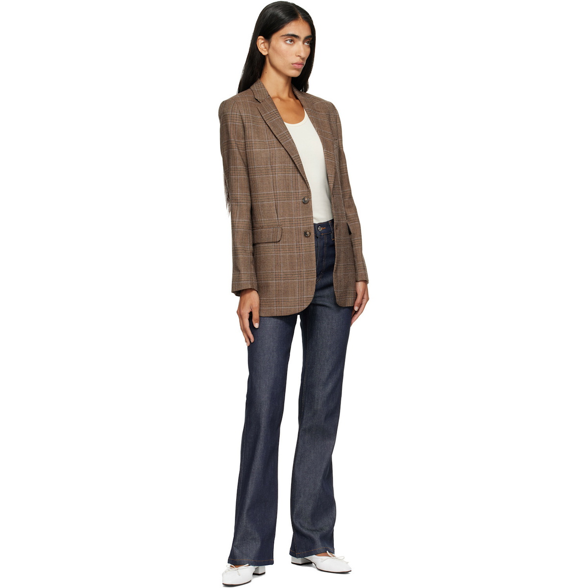 A.P.C. Brown Check Wool Blazer
