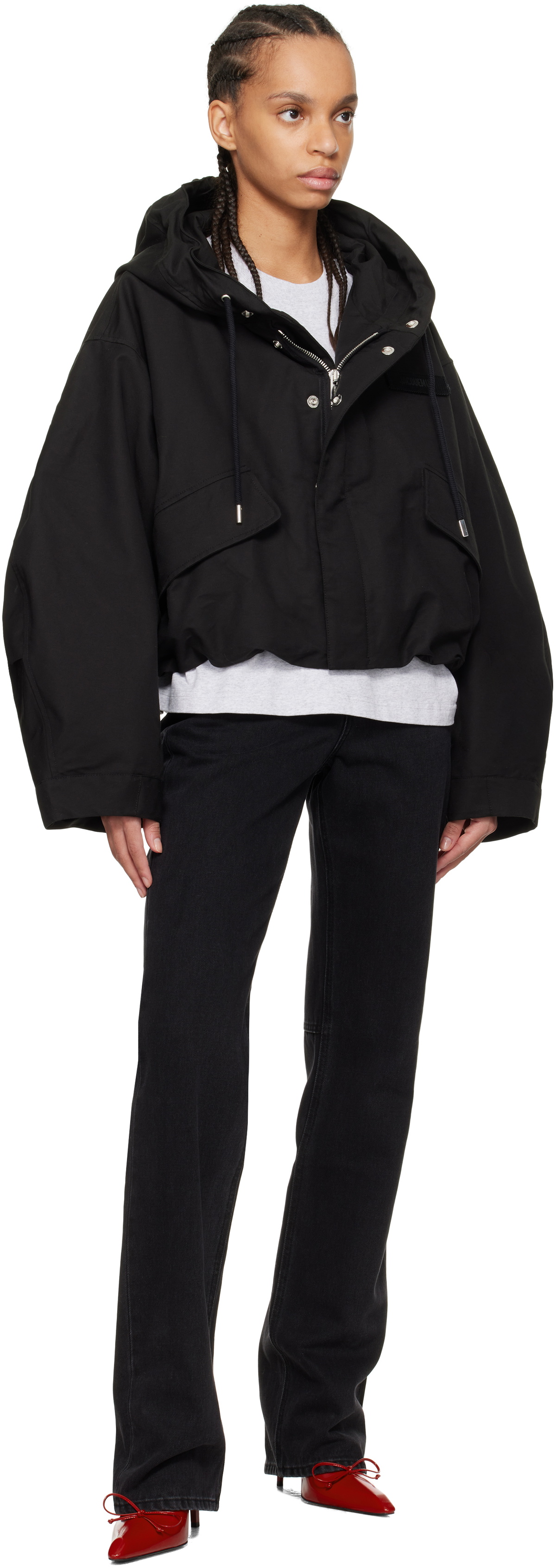 JACQUEMUS Black 'The Caraco cropped parka' Jacket
