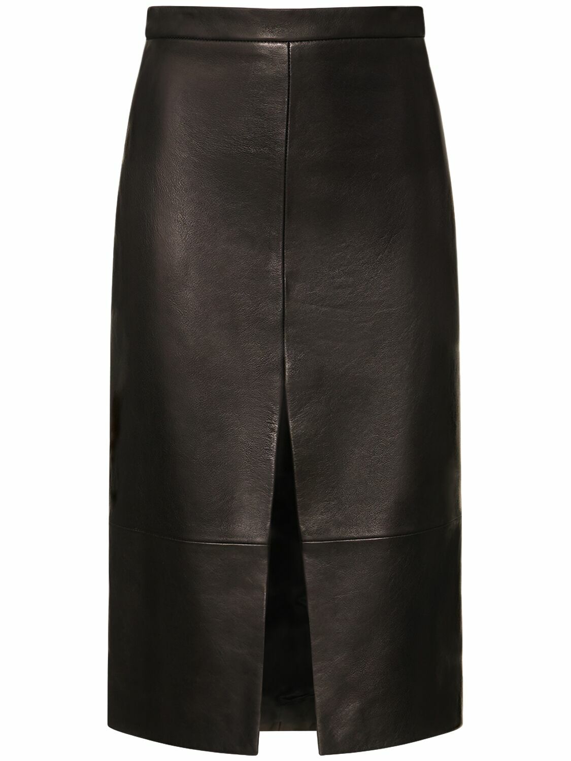 KHAITE - Fraser Leather Midi Skirt Khaite