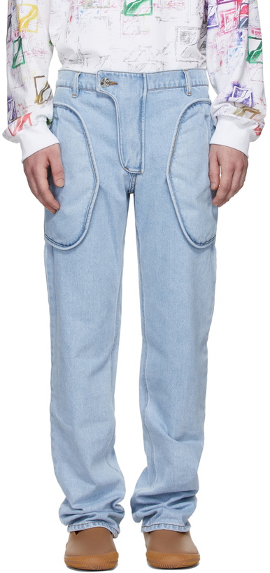 Photo: We11done Blue Denim Straight Jeans