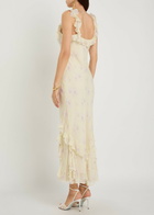 Loveshackfancy Roseline Floral-print Georgette Maxi Dress Yellow