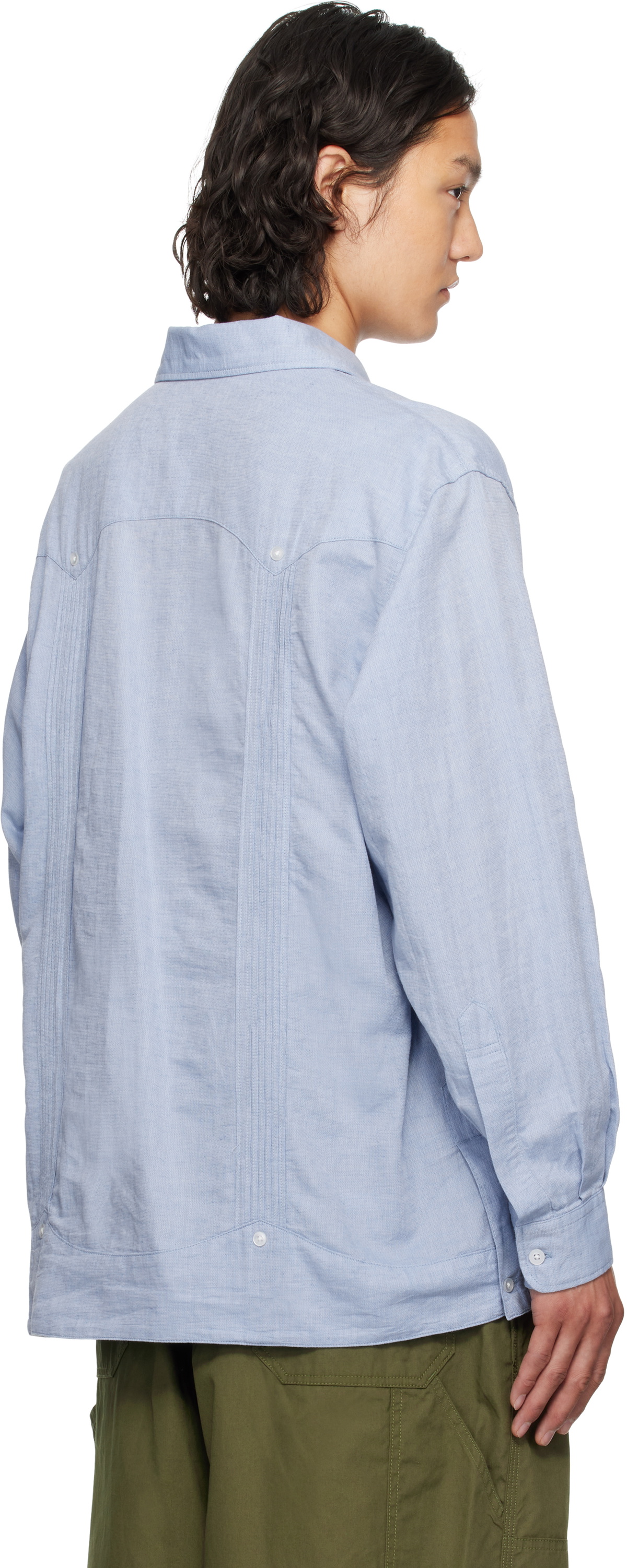 Engineered Garments Blue Solid Guayabera Shirt