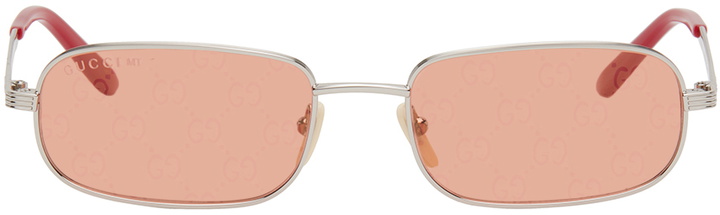 Photo: Gucci Silver Rectangular Sunglasses