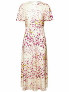 RED VALENTINO - Floral Print Silk Open Back Midi Dress
