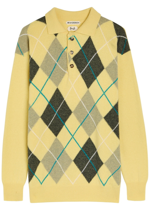 Photo: JW Anderson Pringle Argle Wool Polo Jumper Yellow