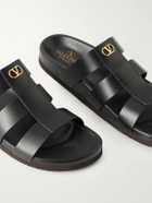 Valentino Garavani - Studshield Logo-Embellished Leather Sandals - Black