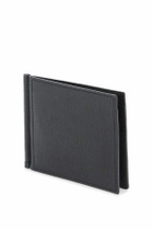 VALEXTRA leather bifold money clip wallet Black