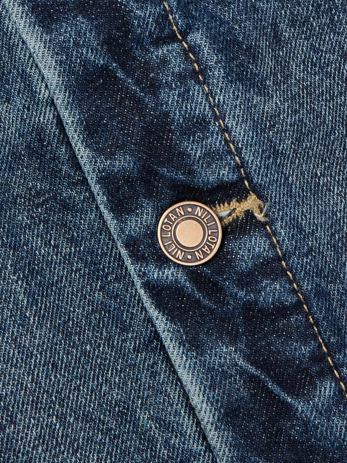 Nili Lotan - Chester Cotton-Corduroy Trimmed Denim Jacket - Blue