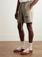 FEAR OF GOD ESSENTIALS - Straight-Leg Logo-Appliquéd Cotton-Blend Jersey Drawstring Shorts - Brown
