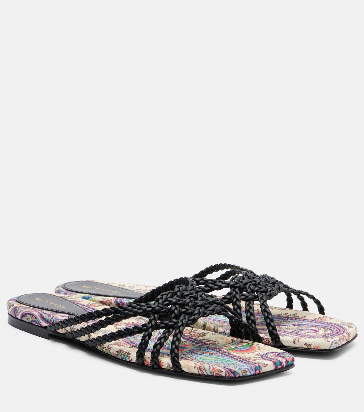Etro Canvas-trimmed printed leather slides