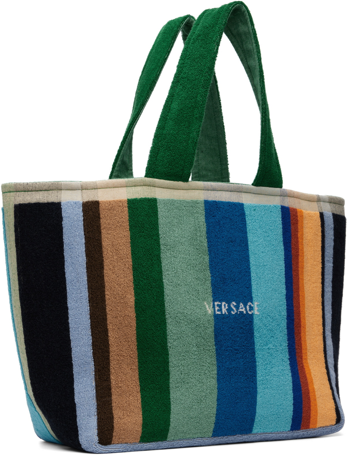 Versace Multicolor Striped Cotton-Terry Jacquard Tote