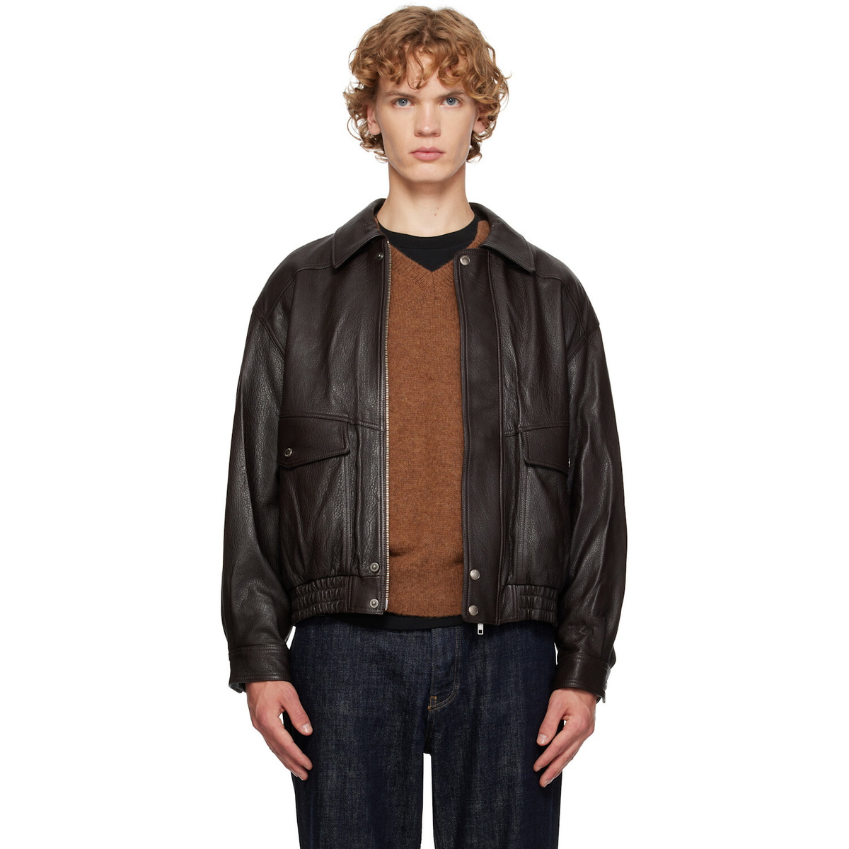 Dunst Brown Oversized Vintage Leather Jacket