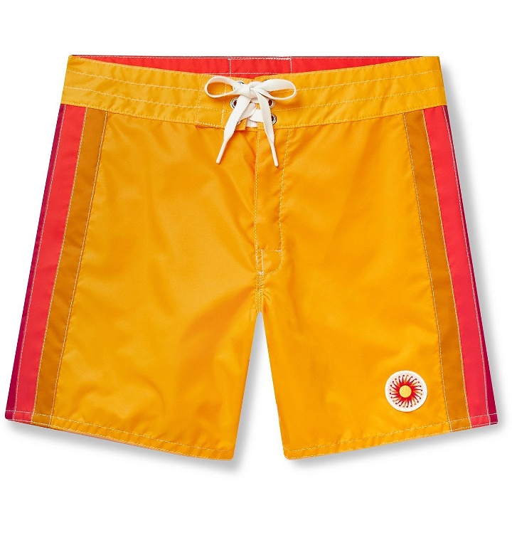 Photo: Birdwell - Mid-Length Striped Swim Shorts - Yellow