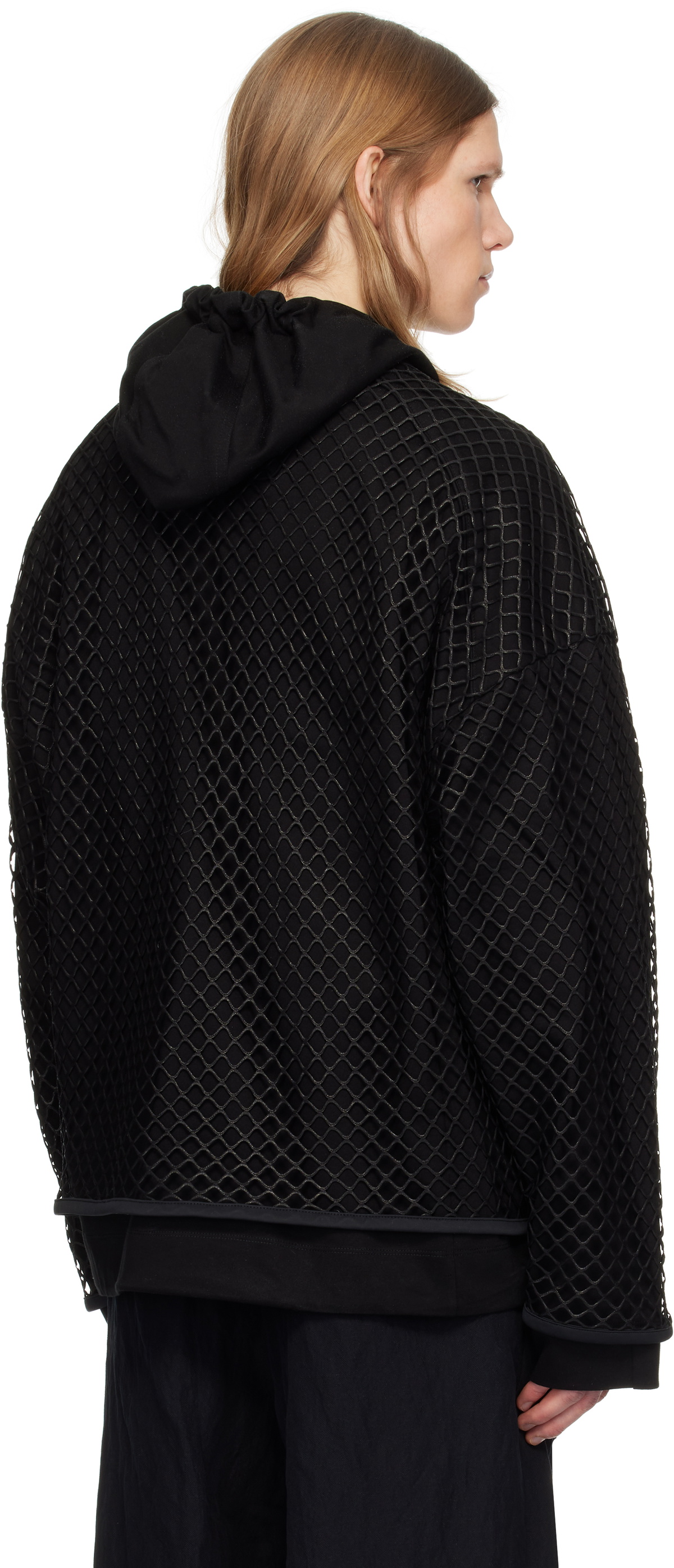 Juun.J Black Net Layered Hoodie