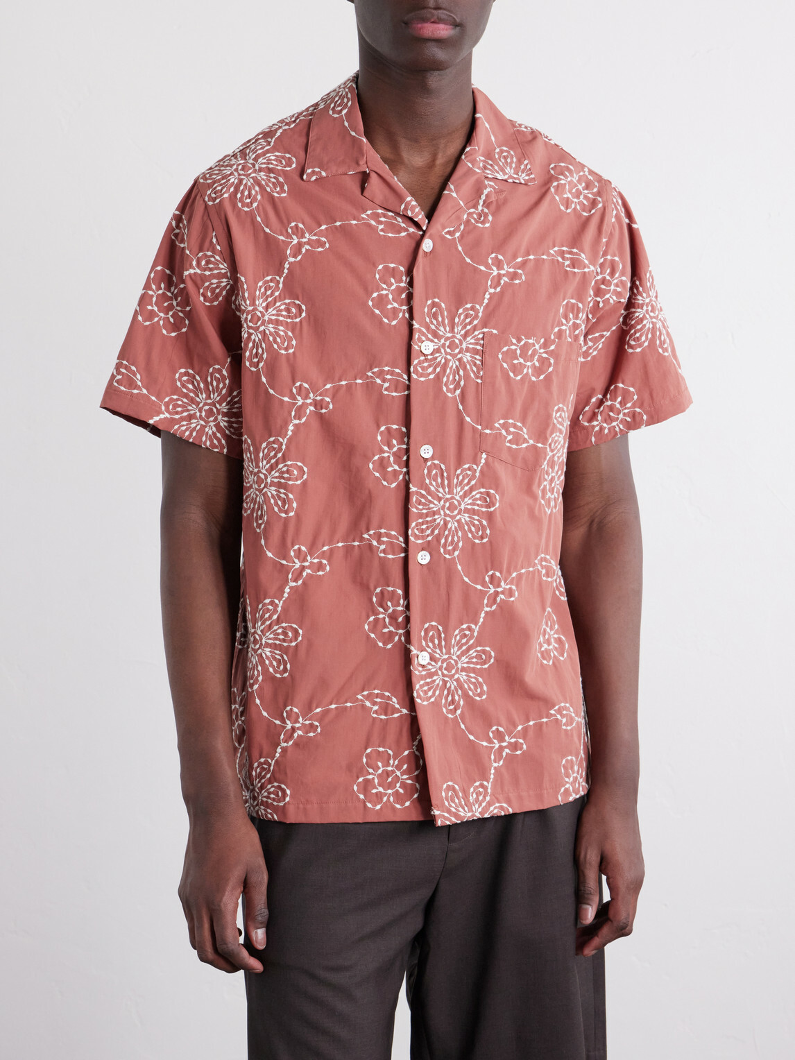 Portuguese Flannel - Compota Embroidered Cotton-Blend Shirt - Red