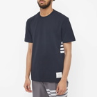 Thom Browne Men's Side Four Bar Pique T-Shirt in Navy