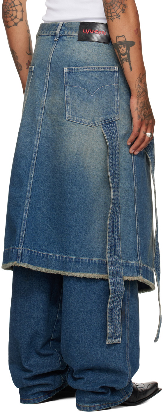 LU'U DAN Blue Apron Denim Skirt LU'U DAN LU'U DAN Blue Apron Denim Skirt LU'U DAN