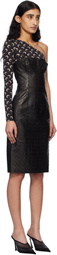 Marine Serre Black Moonogram Embossed Leather Midi Dress