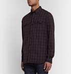 TOM FORD - Button-Down Collar Checked Cotton-Poplin Shirt - Brown