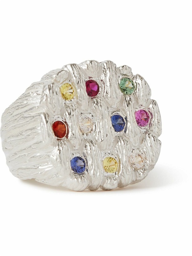Photo: Bleue Burnham - Woven Roots Sterling Silver Sapphire Signet Ring - Silver