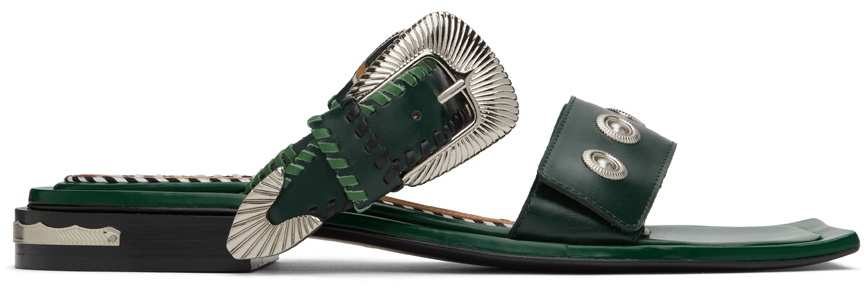 Toga Pulla Green Square Toe Sandals Toga Pulla