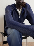424 - Knitted Cotton Zip-Up Hoodie - Blue