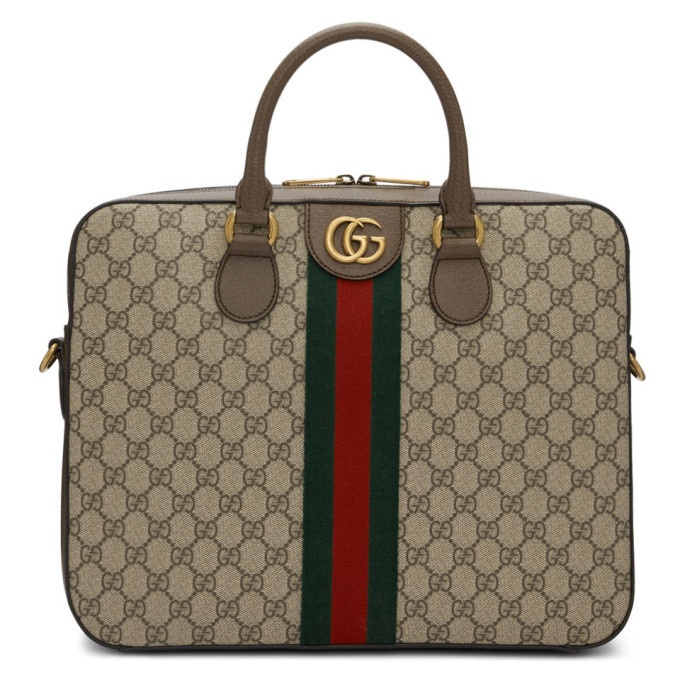 Photo: Gucci Brown Ophidia GG Briefcase