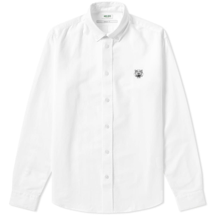 Photo: Kenzo Tiger Logo Button Down Oxford Shirt White