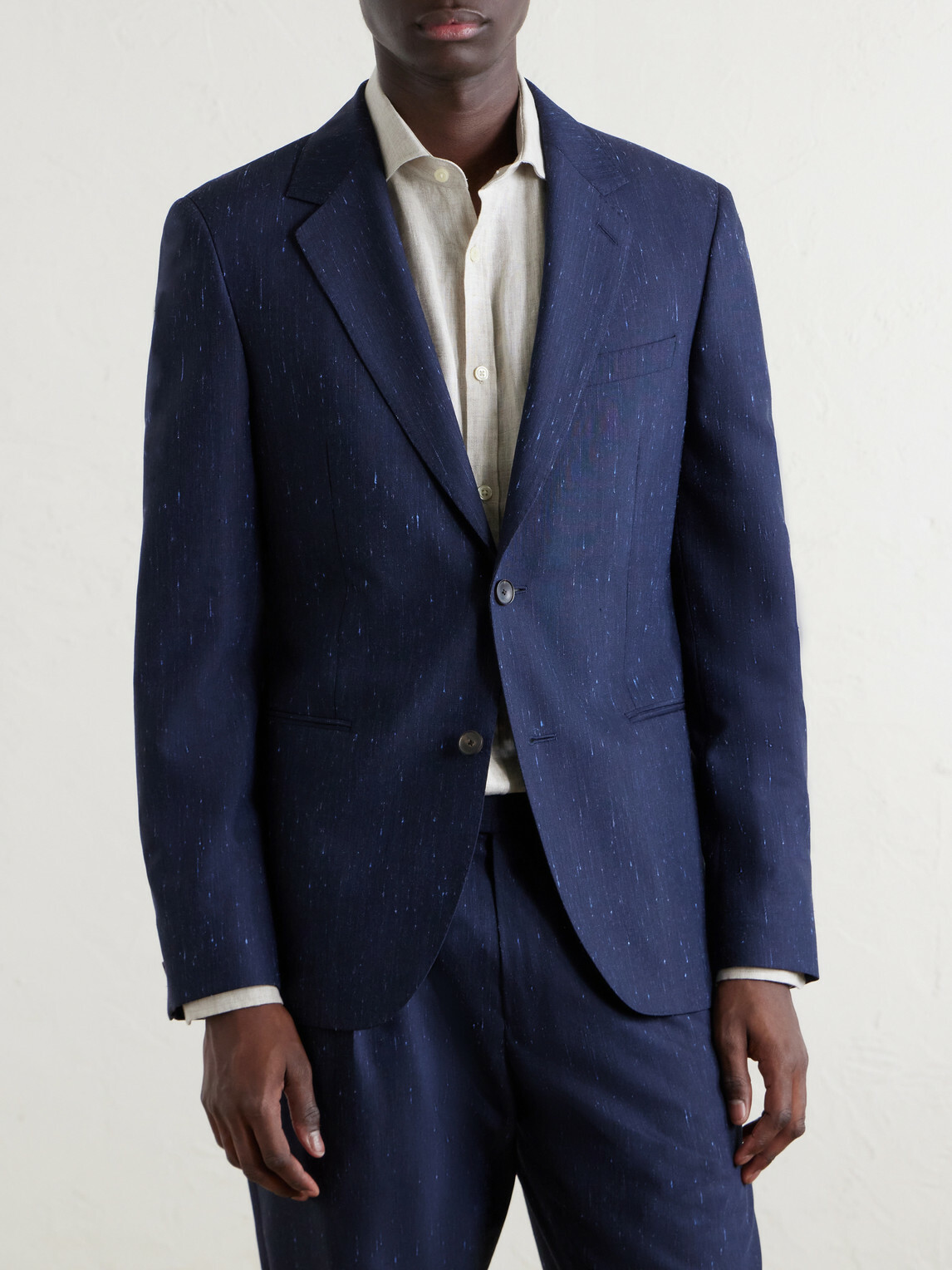 Mr P. - Wool and Silk-Blend Dupioni Suit Jacket - Blue