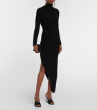 Norma Kamali Turtleneck draped jersey maxi dress