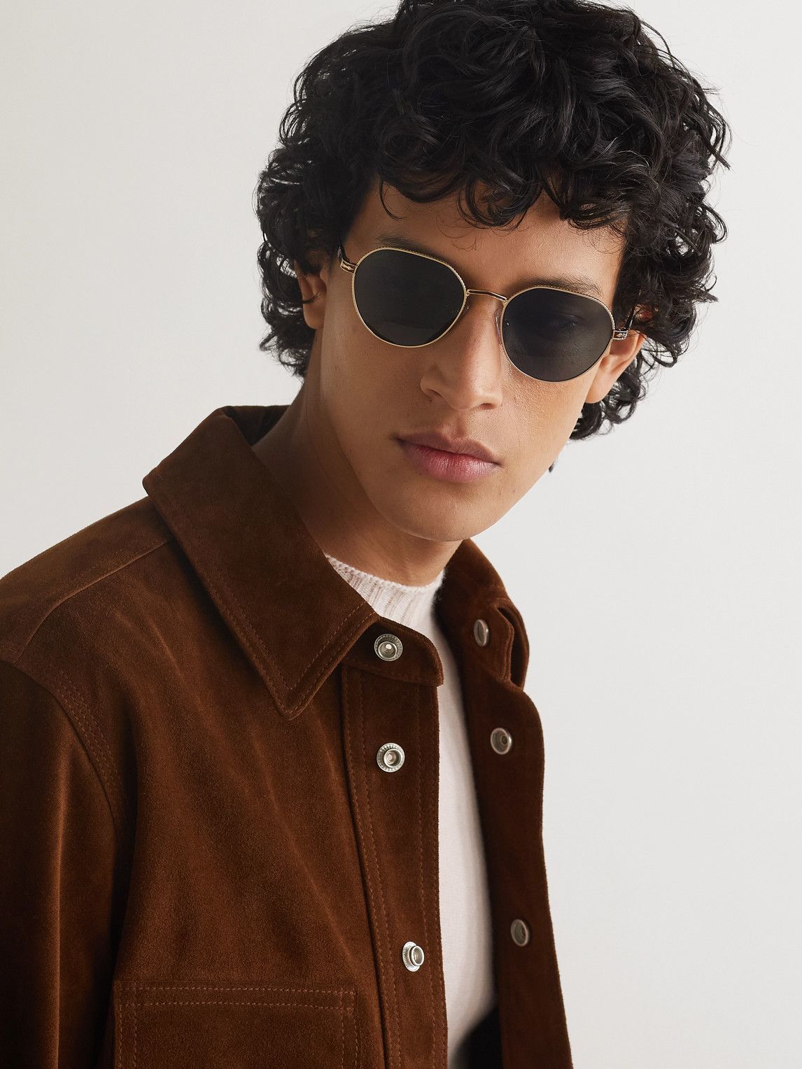 Persol - Round-Frame Gold-Tone Sunglasses Persol